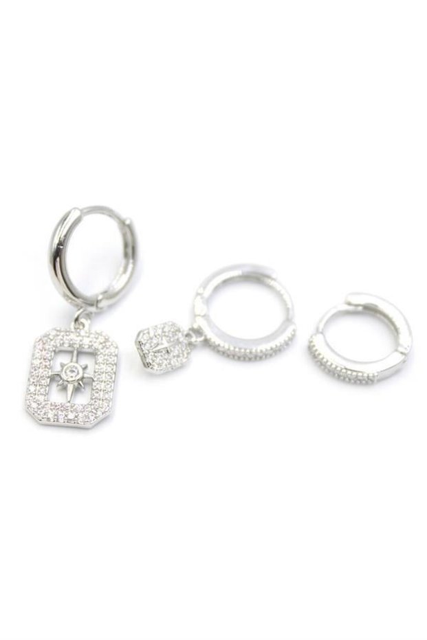 3-Piece Polar Star Earrings - Silver