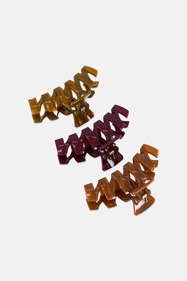 3 Pcs Summer Collection Claw Clips, Multicolor - 3