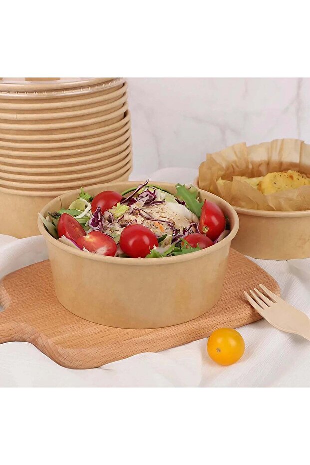 علب من ورق كرافت بغطاء مناسبة للميكرويف 1300مل - 1