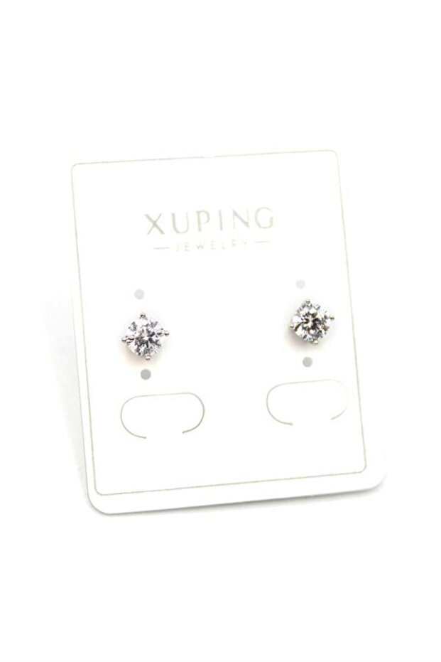 حلق حجر واحد متوسط ​​الحجم - فضي - 1