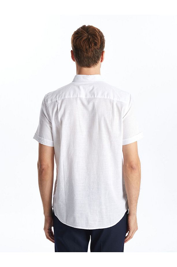 Regular Fit Keten Karışımlı Erkek Gömlek - 4