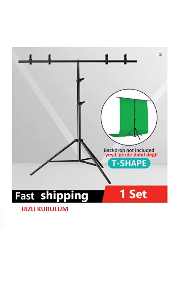 2x2 m T Stand Bar Fon Perde Pvc Tutucu Background Backdrop Çekim Standı T-shape - 5