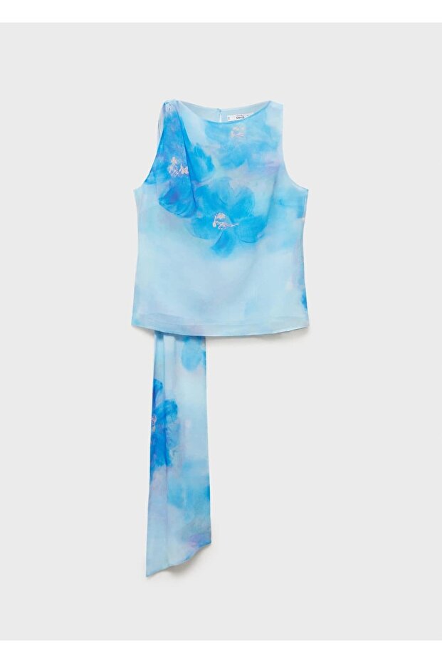 Çiçekli bağ detaylı bluz - 3