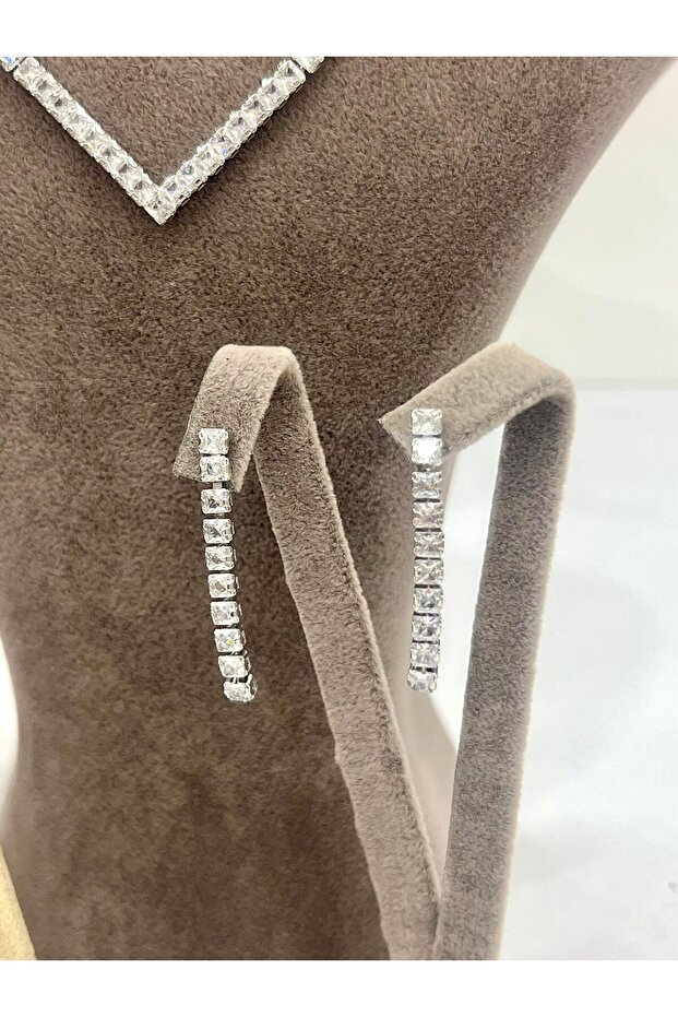 Zirkon Taşlı Çelik Silver Model Set (Set2) - 2