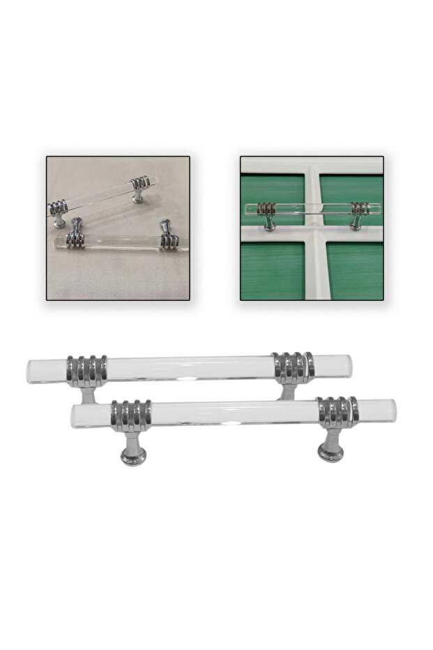 Epoxy Tray Handle Transparent Glass Handle Silver