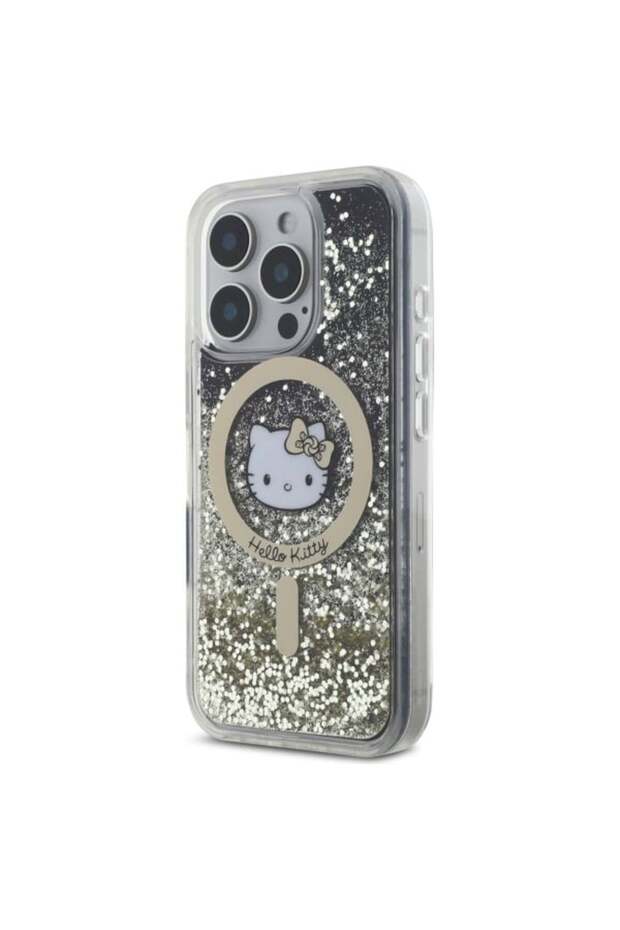 Case for iPhone 16 Pro, Hardcase Liquid Glitter, Hello Kitty - Black - 6