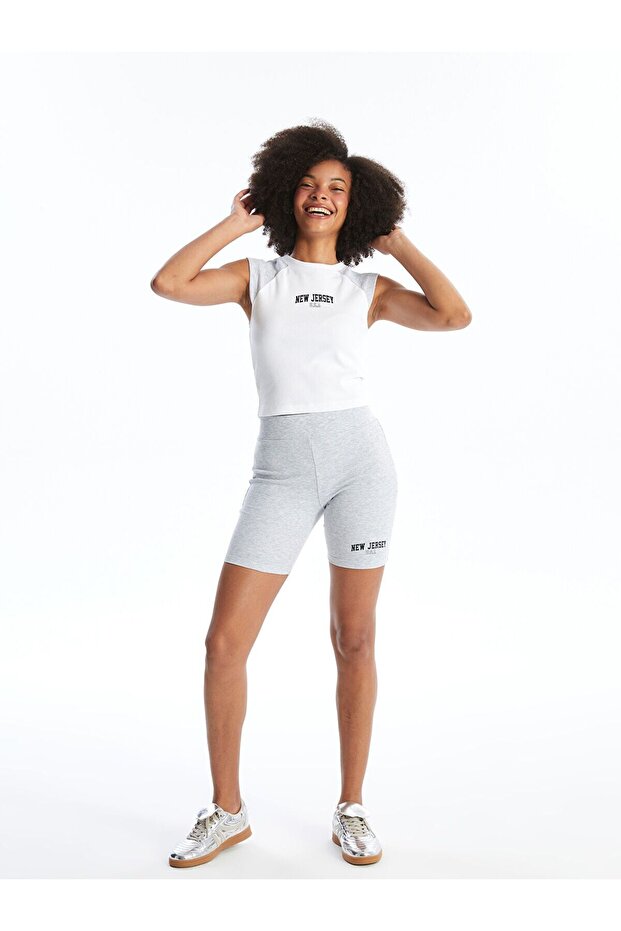 Elastic Waist Printed Women's Shorts