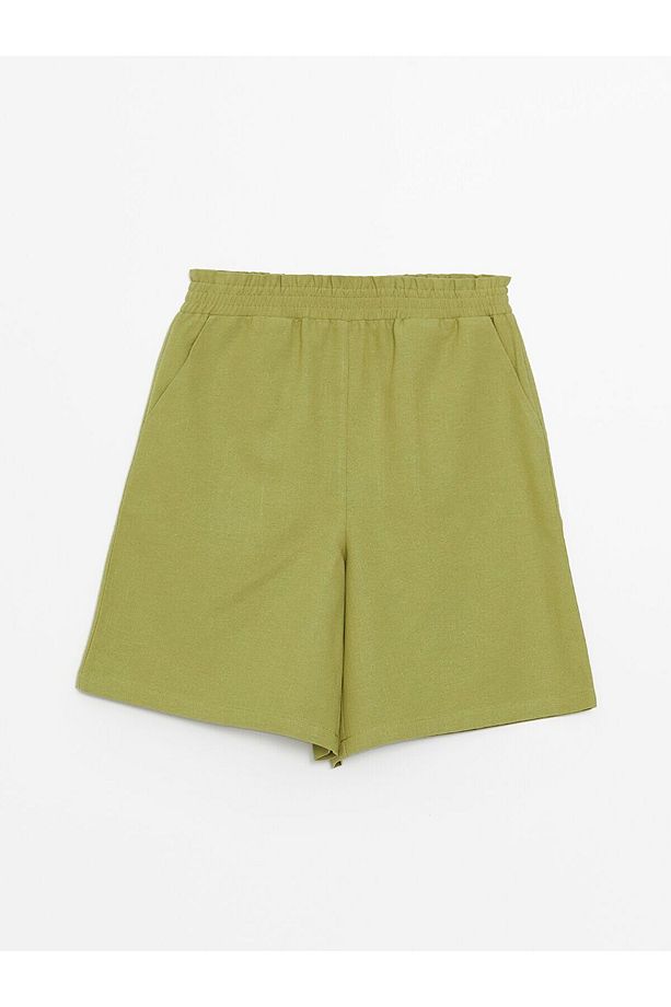 Kadın Beli Lastikli Düz Şort - 6
