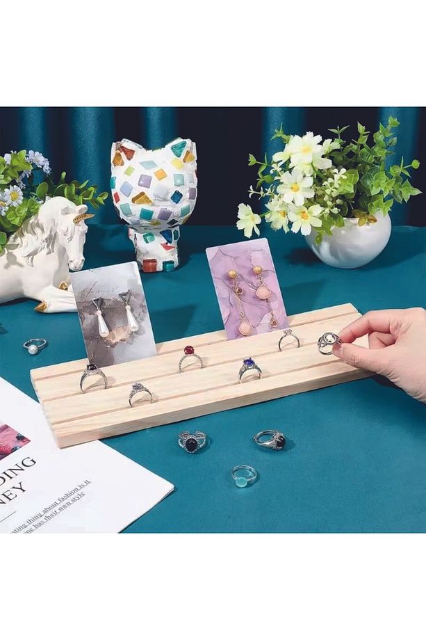 Ahşap Yüzük, Küpe Teşhir Standı, Küpe Kartları ve Yüzük Sergileme display stand - 2