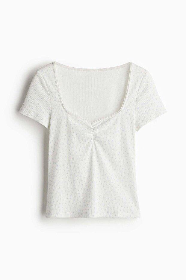Picot-trimmed T-shirt