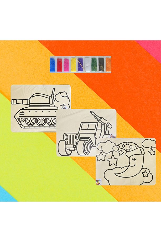 10 Adet A4 Büyük Boy Erkek Temalı Kum Boyama Seti - 3