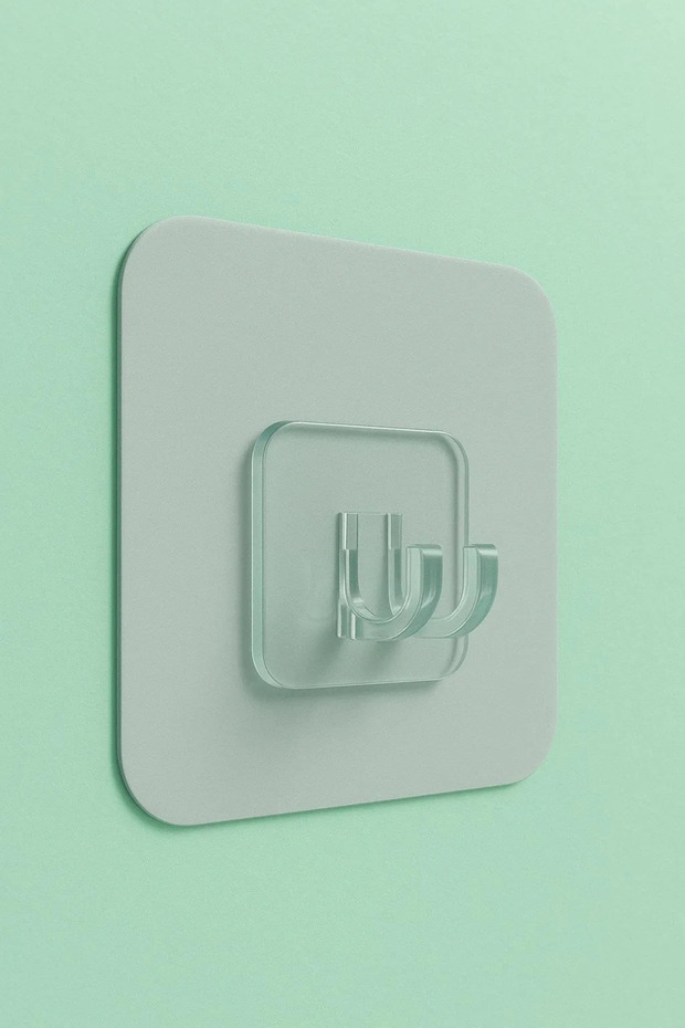 7x7 CM Süper Güçlü Yapışkanlı Banyo Askısı Yedek 4 Adet Sticker Raf Tutucu Askı - 1