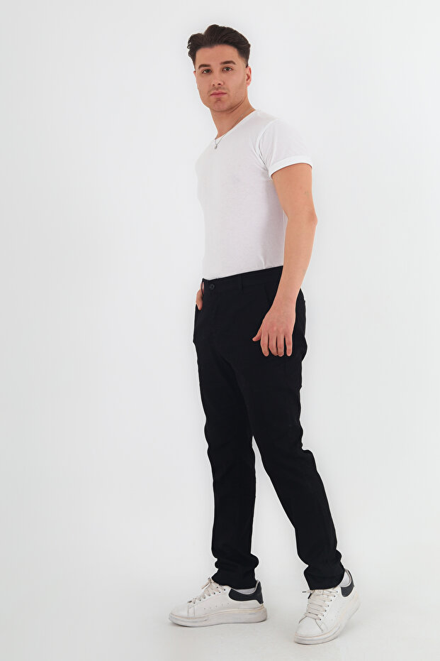 Siyah Slim Fit Basic Chino Esnek Gabardin Pantolon TMNSS25PL00018 - 8