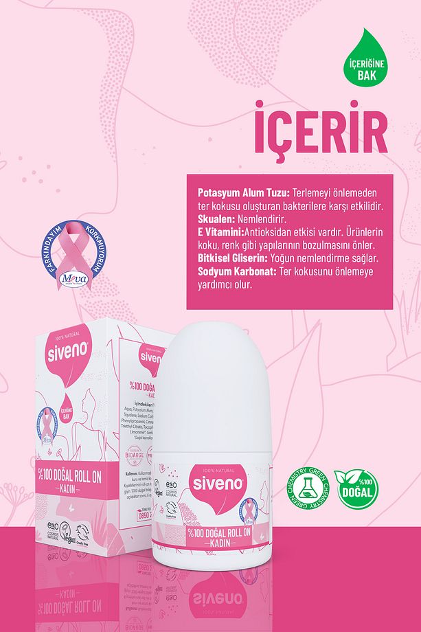 %100 Doğal Roll On Kadın Deodorant Ter Kokusu Önleyici Bitkisel Leke Bırakmayan Vegan 50 ml - 4
