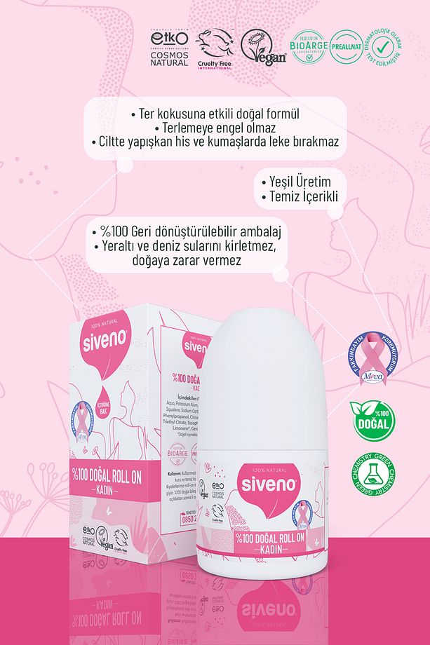 %100 Doğal Roll On Kadın Deodorant Ter Kokusu Önleyici Bitkisel Leke Bırakmayan Vegan 50 ml - 6