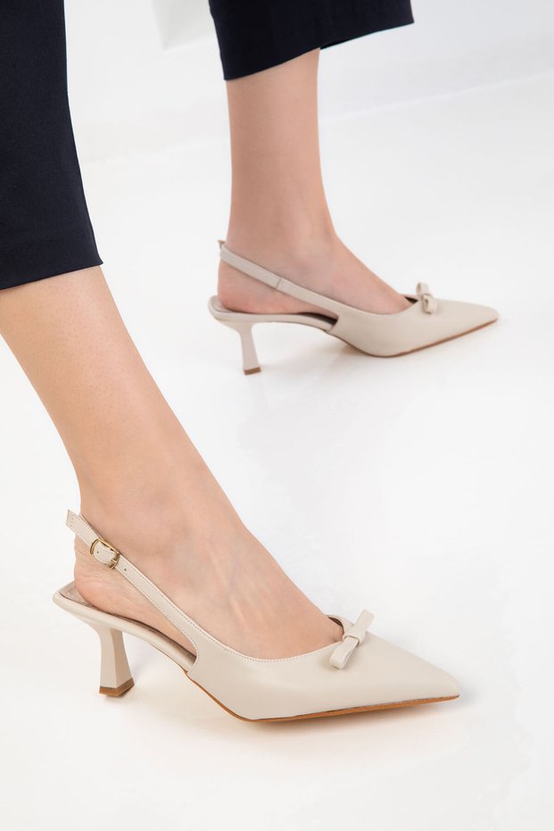 Beige Women's Classic Heeled Shoes 20597