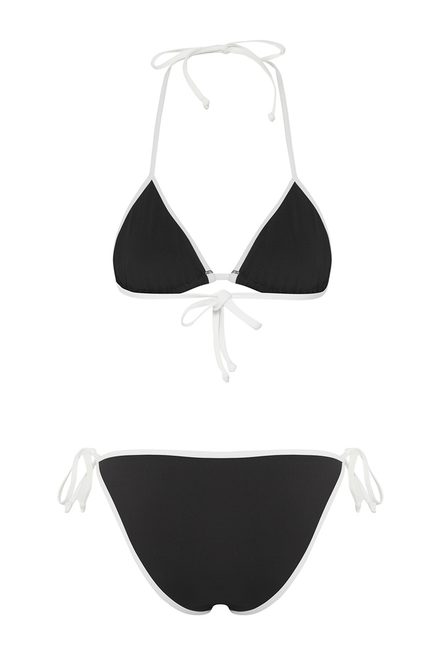 Siyah Renk Bloklu Üçgen Regular Normal Bel Bikini Takımı TBESS25BT00187 - 6