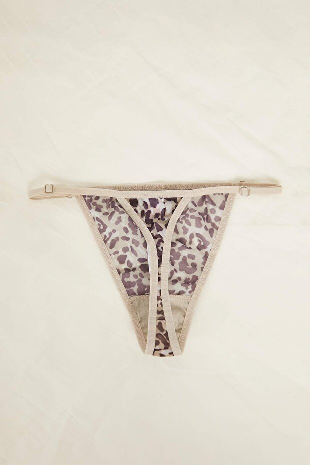Vizon 3'lü Çeyiz Set Leoparlı Fırfırlı Saten Külotlu ve Şortlu Dokuma Pijama Takımı THMSS25PT00322 - 12