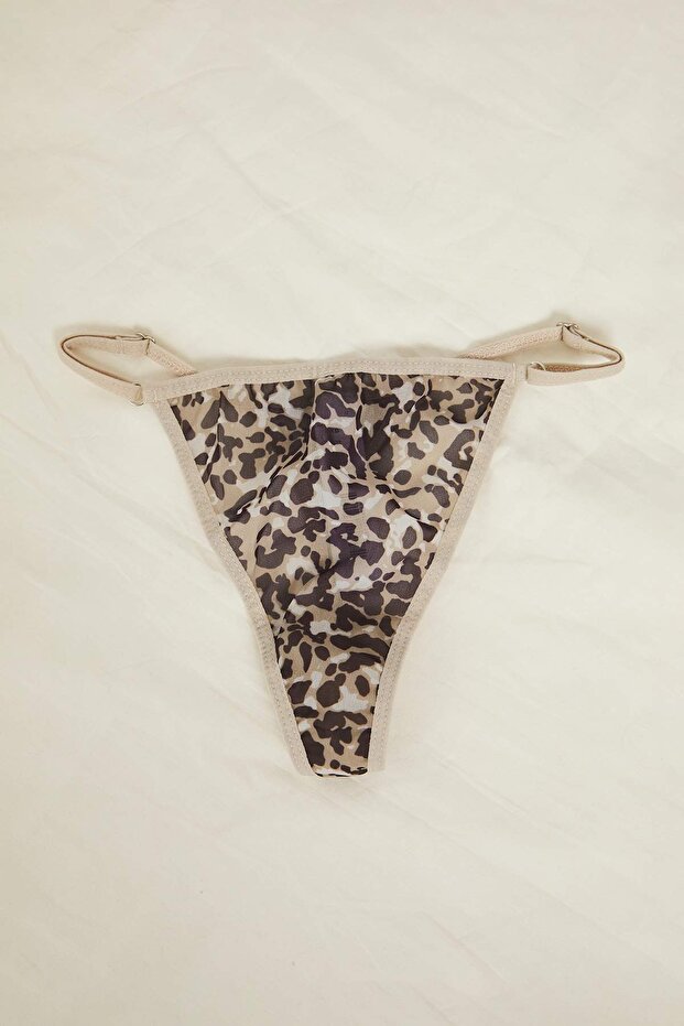 Vizon 3'lü Çeyiz Set Leoparlı Fırfırlı Saten Külotlu ve Şortlu Dokuma Pijama Takımı THMSS25PT00322 - 11