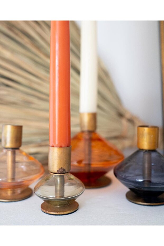 4'lü Cam Vintage Şamdanlar - 3
