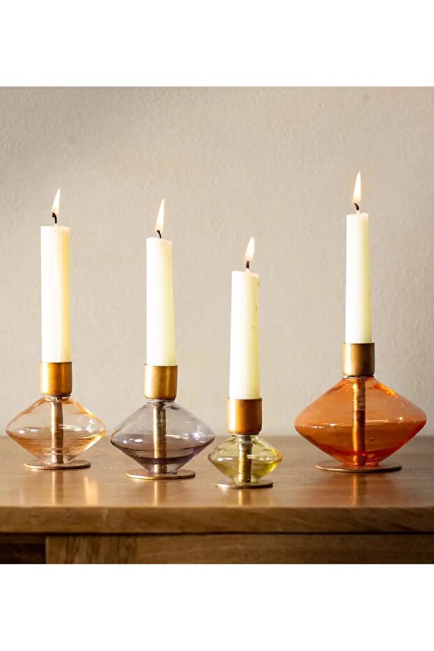4'lü Cam Vintage Şamdanlar - 1