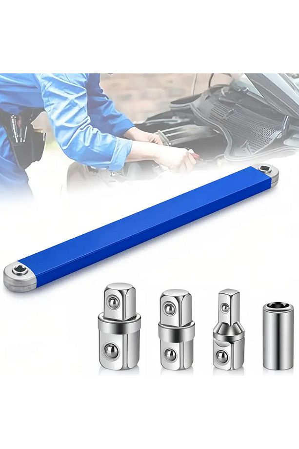 Cırcır Kolu Anahtar Kolu Değişken Kafalı Uzatma Kolu 3/8 - 1/4- 1/2 - 1/4 Bits Tutucu - 1