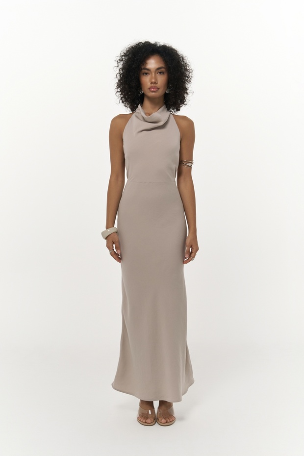 Loretta Sırt Dekolteli Vizon Uzun Elbise - 2