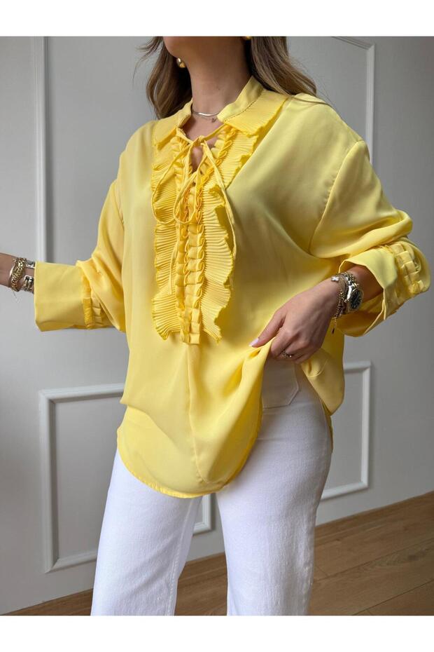 Sarı Volanlı Bluz - 2