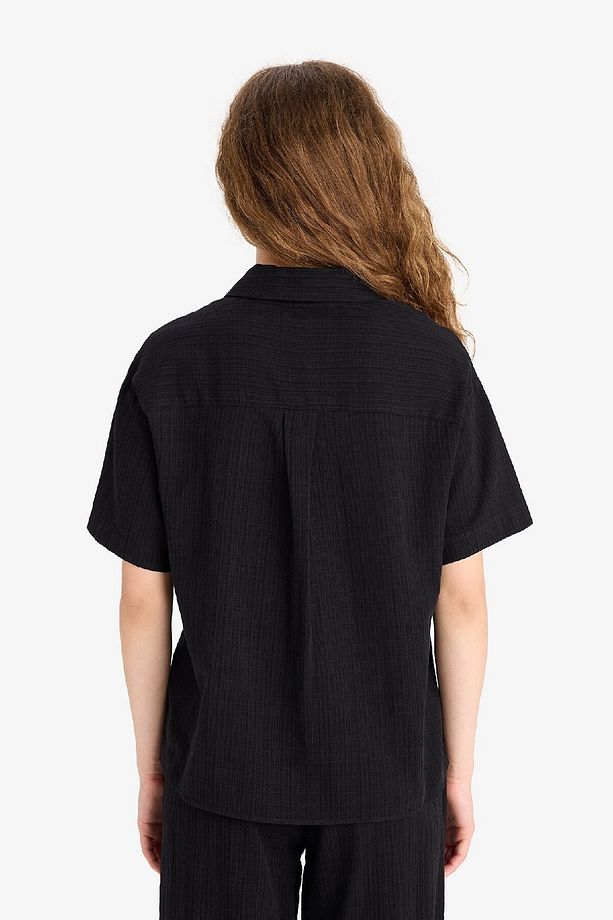 Oversize Geniş Kalıp Basic Düz Kısa Kollu Gömlek A9135AX25SM - 6