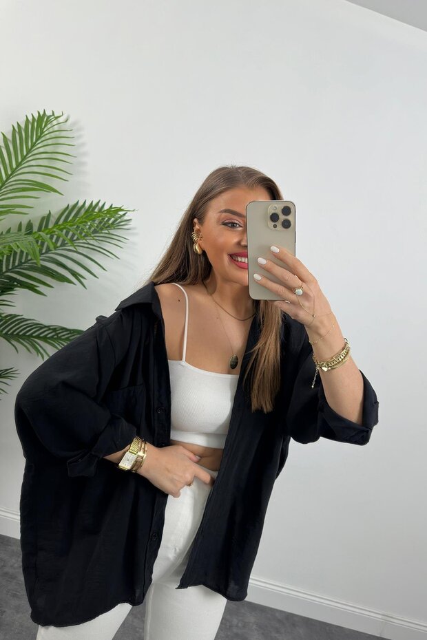 Basic Salaş Düşük Omuz Gömlek - 7