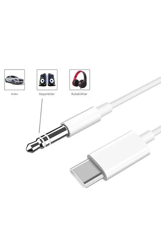 Type-C To Aux 3.5mm Audio Ses Kablosu Araba Ses Kablosu - 7