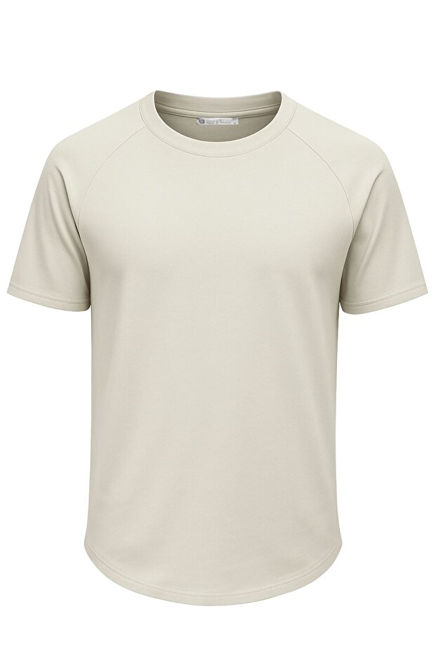 Ghassy Co. Men's Raglan Oval Cut 100% Cotton Soft Textured Crew Neck T-Shirt