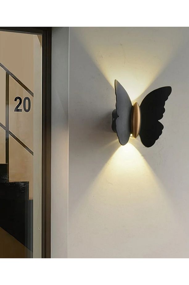 Modern Duvar Power Iç Ve Dış Mekan Aplik Butterfly Led Aplik Siyah Gövde Gün Işığı Kelebek Aplik - 2