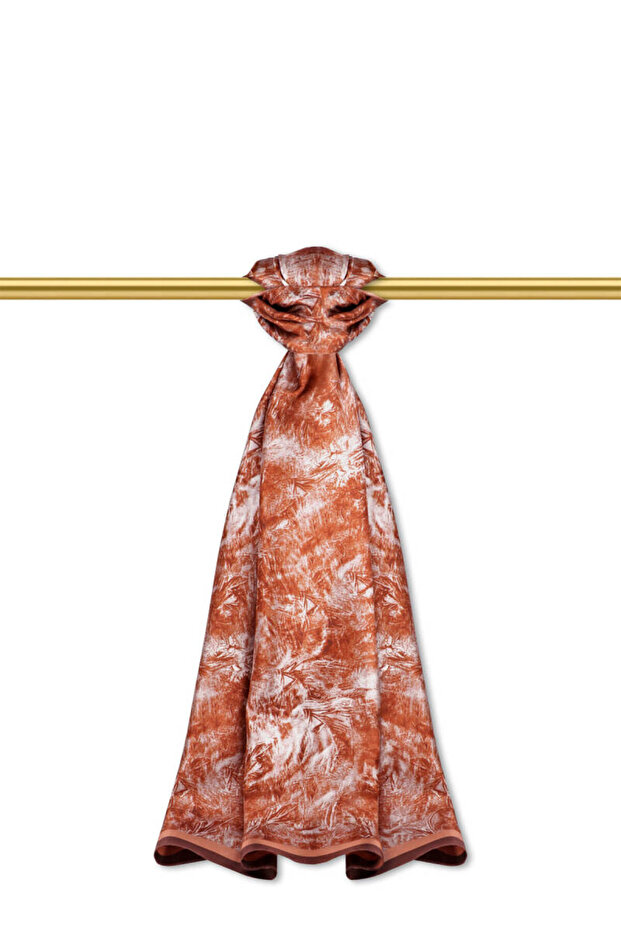 شال حريري من نسيج التويل بنمط فرشاة القرفة - 1