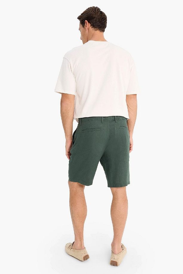 %100 Keten Regular Fit Yazlık Bermuda Şort D9931ax25sm - 8