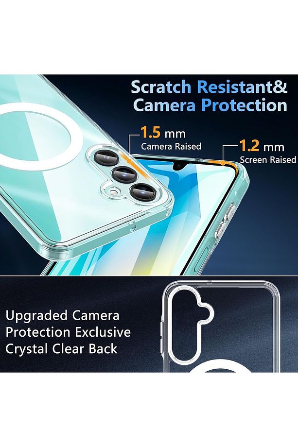 Samsung Galaxy A26 Kılıf Magsafe Wireless Kablosuz Şarj Destekli Sert Silikon Şeffaf Kapak Manyetik - 3