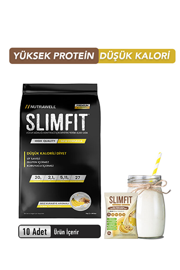 Slimfit Muz&kurabiye - 10 Öğün - Öğün Yerine Geçen Shake Öğün Tozu Proteinli Besin - 1