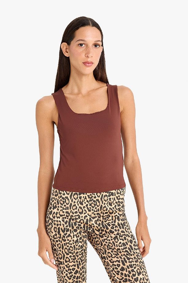 Slim Fit Dar Kesim Basic Düz Kare Yaka Atlet C2622ax25sp - 3