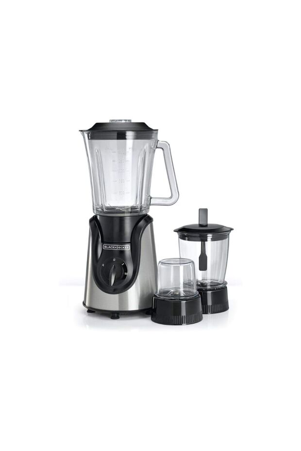 خلاط زجاجي من بلاك آند ديكر - سعة 1 لتر - 3 سرعات - فضي - طراز Bx600g-b5