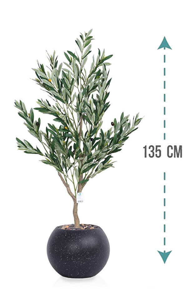 شجرة زيتون صناعية بمركن بلاستيك دائري - 1