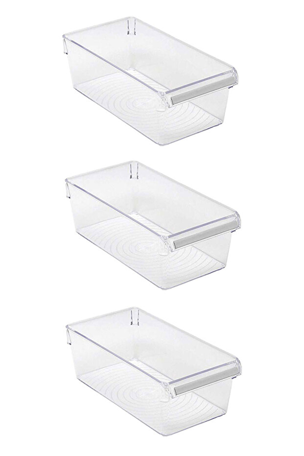 3-Piece Refrigerator Organizer Set, In-Cabinet Organizer Storage Container Set, 290*150*100 mm Transparent