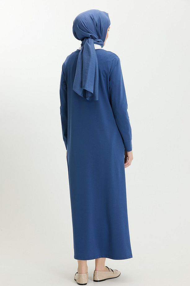 Çiçek Motifli Basic Elbise - 7
