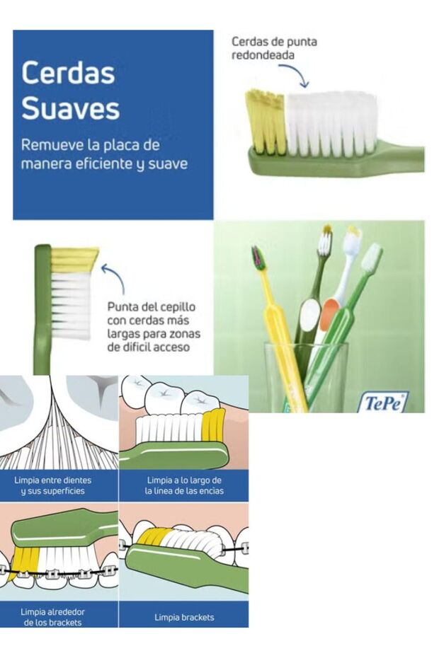 فرشاة أسنان تيبي نوفا اكس سوفت للكبار، برأس مدبب، ورقبة زاوية، ومقبض مريح للإبهام، عبوة من 1 قطعة - 2