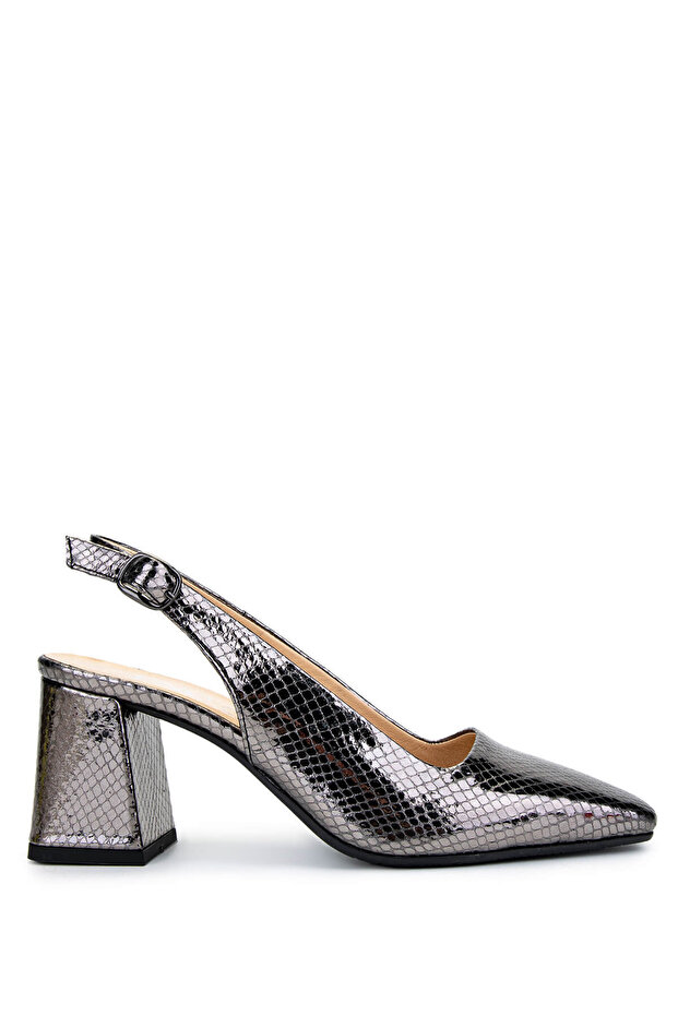 Women's Genuine Leather Anthracite Heeled Shoes