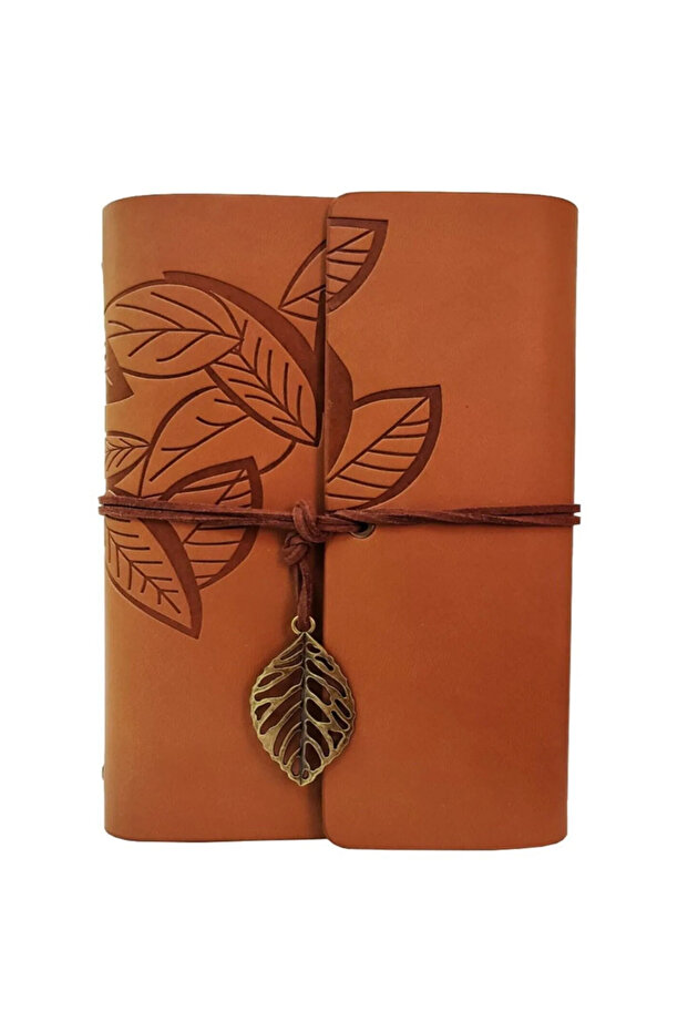 Leather Leaf Patterned Notebook - 1