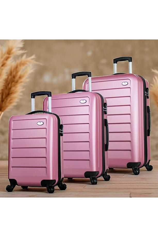 Ruby Abs Kabin Orta Ve Büyük Boy Rose Gold 3'lü Valiz Seti - 1