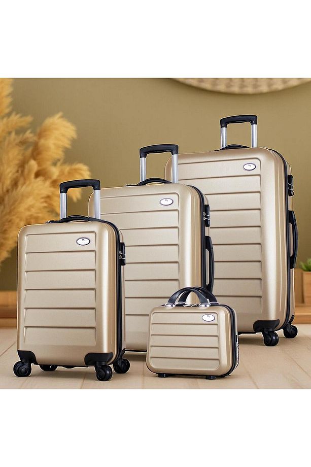 Ruby Abs Kabin Orta Büyük Ve Makyaj Boy Gold 4'lü Travel Valiz Seti - 1
