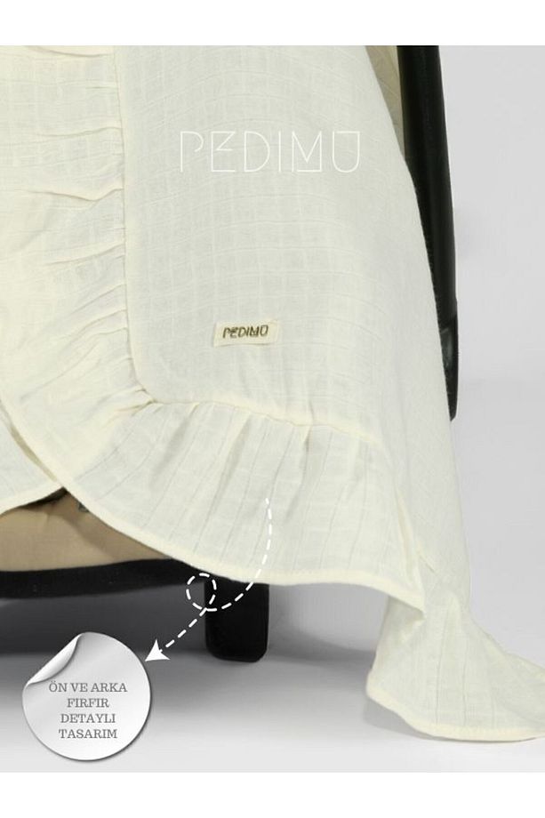 Müslin Soft Renk Fırfır Detaylı Puset Örtüsü - 4