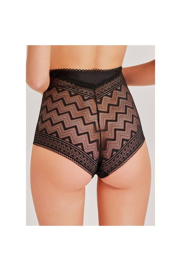 Zigzag Dantelli Yüksek Bel Kadın Hipster Külot - 2