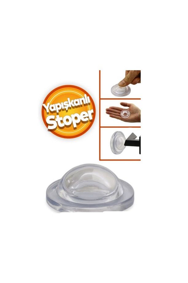 Silikon Kapı Stoperi Şeffaf 4 Adet Tamponu Kendinden Yapışkanlı Şeffaf Kapı Kolu Stopu - 4